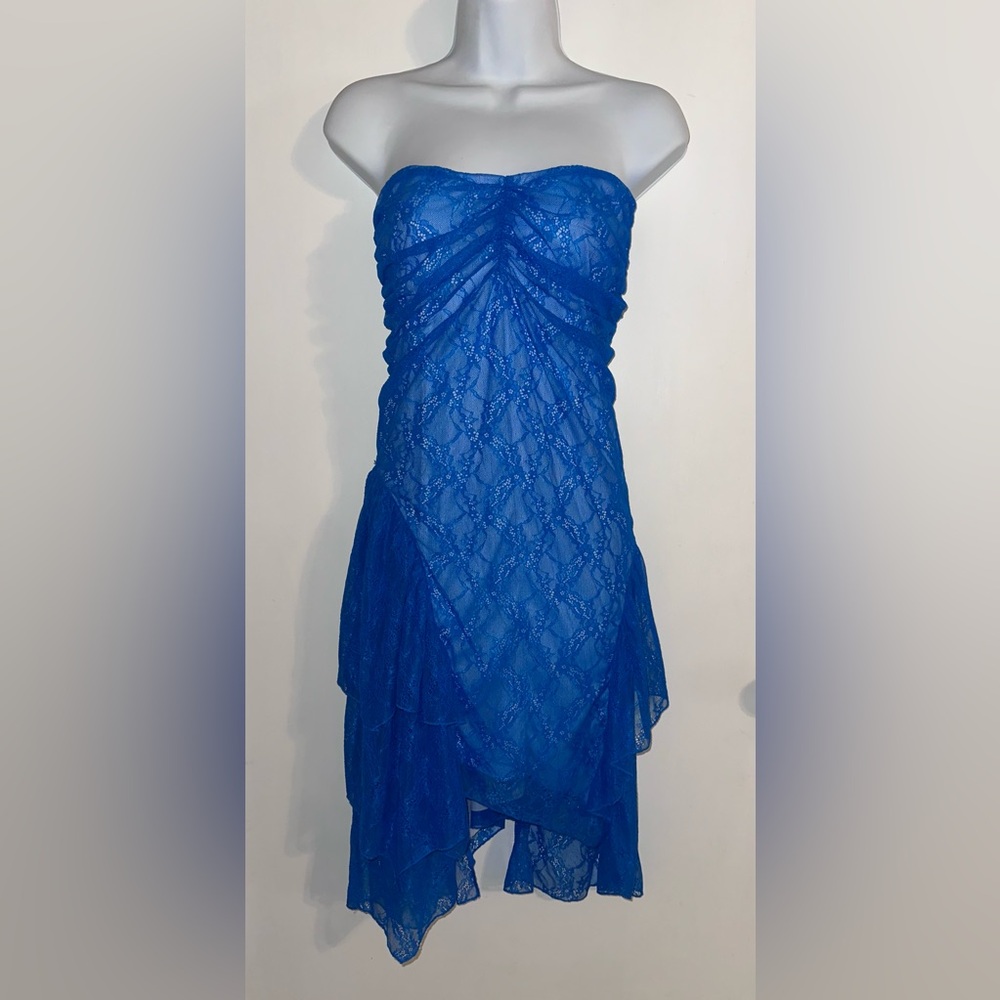 Urban Outfitters Strapless Blue Lace Dress (A12)